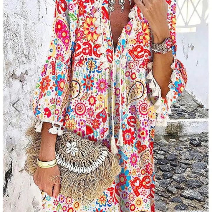 Daisy Print Bohemian Lady Dress