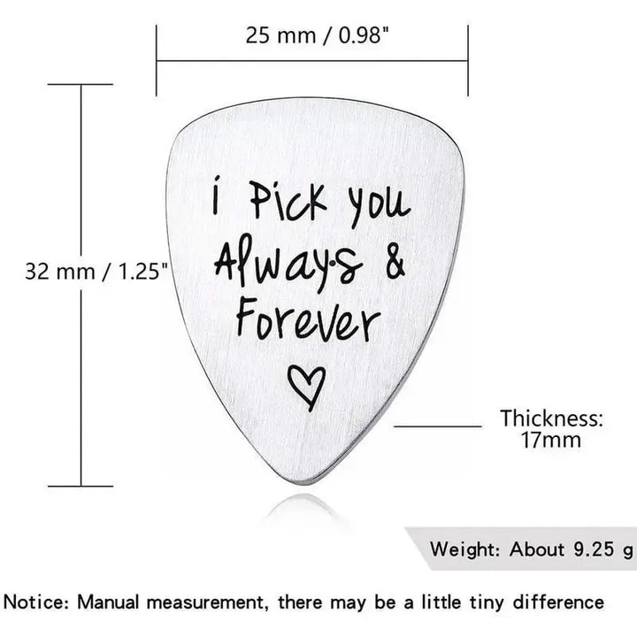 Titanium Steel Carved Guitar Pick I Pick You Always Smooth Bass Guitar Accessories Pick Electric Guitar Acoustic Ukulele T8K9