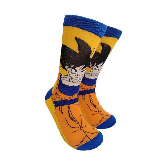 Dragon Ball Son Goku Anime Socks Men Cartoon Hip Hop Print Skateboard Socks Personality Casual Cotton Long Sock Breathable Sock