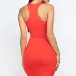 SPLIT NECK TANK MINI BODYCON DRESS