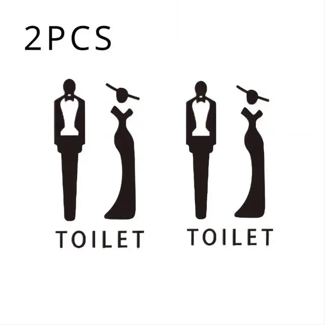 Wall Stickers Toilet Bathroom Door  WC Entrance Sign Home Decoration Creative Black Pattern Wall Decals Wallpaper  House Sign