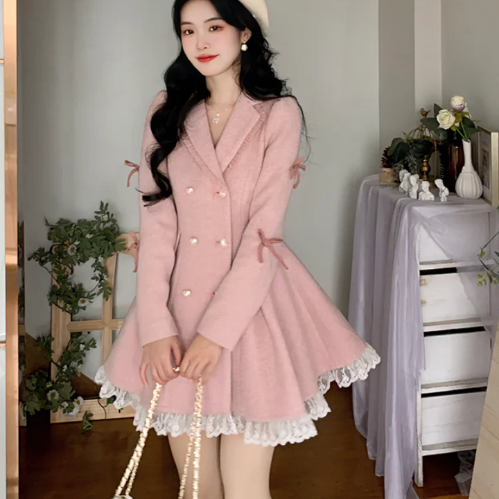 Winter Pink Sweet Elegant Dress