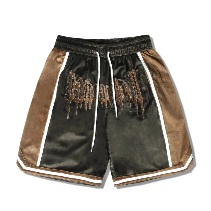 Hip Hop Velvet Embroidered High Street Shorts