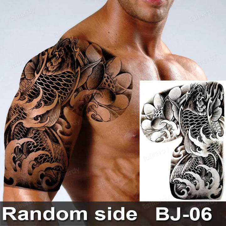 Men Boy Temporary Tattoo Stickers Shoulder Chest Muscle Body Art Painting Large Tattoos Adult Sexy Fake Tattoo Dragon Totem Big