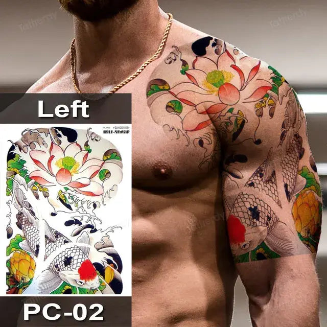 Men Boy Temporary Tattoo Stickers Shoulder Chest Muscle Body Art Painting Large Tattoos Adult Sexy Fake Tattoo Dragon Totem Big