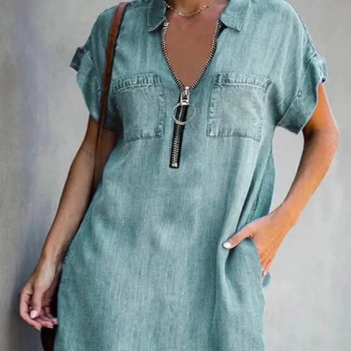 Elvira® Zip-Up Denim Dress