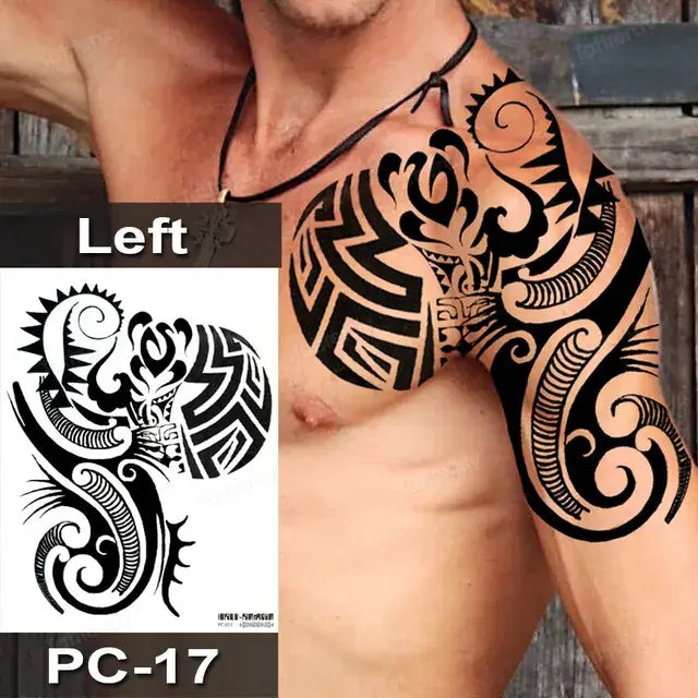 Men Boy Temporary Tattoo Stickers Shoulder Chest Muscle Body Art Painting Large Tattoos Adult Sexy Fake Tattoo Dragon Totem Big