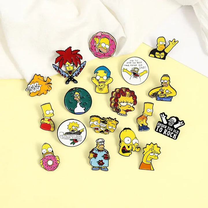 Classic TV The Simpsons Enamel Pins Brooches Women Men Lapel Badges Cute Backpack Collar Fashion Jewelry Gifts for Kids Friends