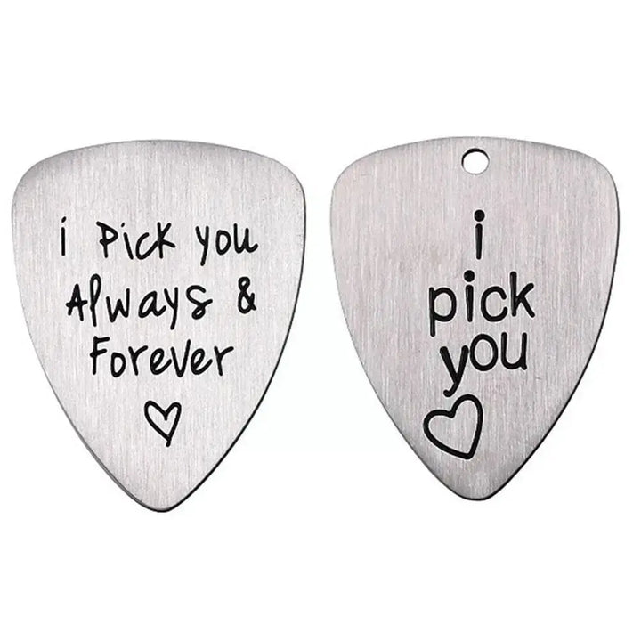 Titanium Steel Carved Guitar Pick I Pick You Always Smooth Bass Guitar Accessories Pick Electric Guitar Acoustic Ukulele T8K9