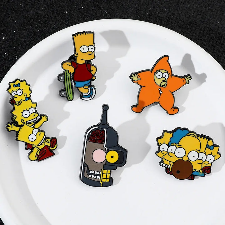 Disney Comedy Anime TV Homer Simpson Series Enamel Pins Brooch Lapel Badges Cartoon Funny Jewelry Gift for Kids Friends