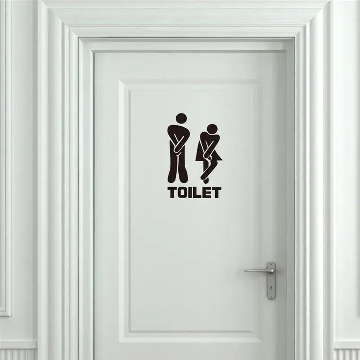 WC Toilet Entrance Sign Door Stickers For Public Place Home Decoration Creative Pattern Wall Decals Diy Funny Vinyl Mural Art