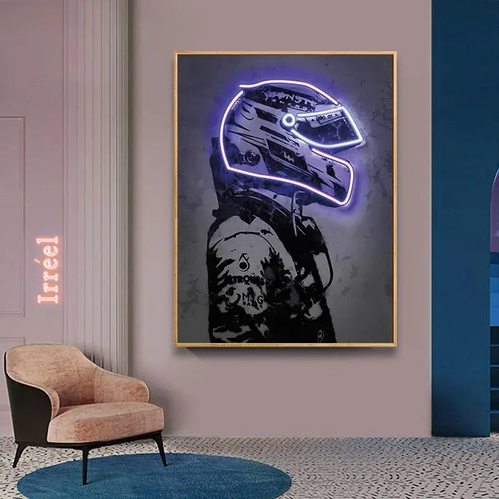 Cool Helmet Racing Car Canvas Painting Car Driver Hamilton Wall Art Picture Neno Print Posters for Home Decor Living Room Murals