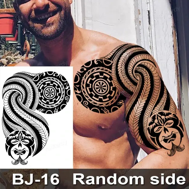 Men Boy Temporary Tattoo Stickers Shoulder Chest Muscle Body Art Painting Large Tattoos Adult Sexy Fake Tattoo Dragon Totem Big