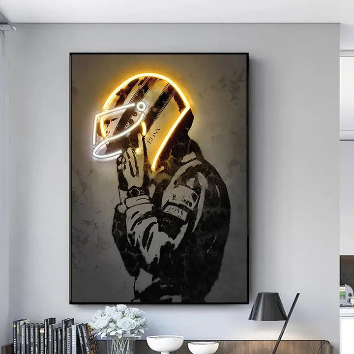 Cool Helmet Racing Car Canvas Painting Car Driver Hamilton Wall Art Picture Neno Print Posters for Home Decor Living Room Murals