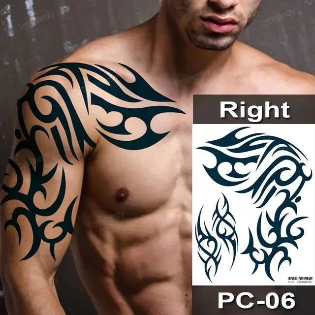 Men Boy Temporary Tattoo Stickers Shoulder Chest Muscle Body Art Painting Large Tattoos Adult Sexy Fake Tattoo Dragon Totem Big