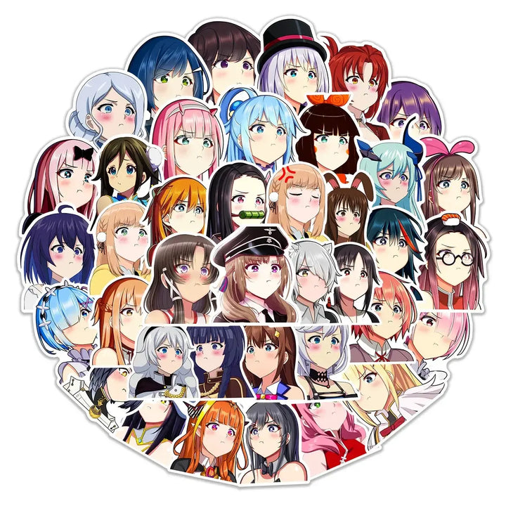 50PCS Anime Girls Stickers Graffiti Decals DIY Laptop Phone Luggage Notebook Waifu Sticker for Toy Gift