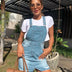 Light Blue Distressed Hem Pinafore Denim Dress