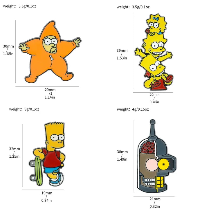 Disney Comedy Anime TV Homer Simpson Series Enamel Pins Brooch Lapel Badges Cartoon Funny Jewelry Gift for Kids Friends