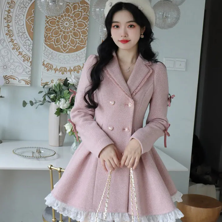 Winter Pink Sweet Elegant Dress