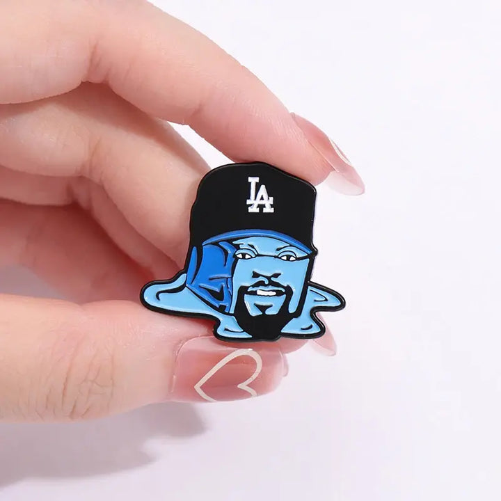 Custom Cartoon Character Enamel Pin Blue Hat Brooches Backpack Jeans Lapel Badge Hip Hop Jewelry Gift For Punk Friends