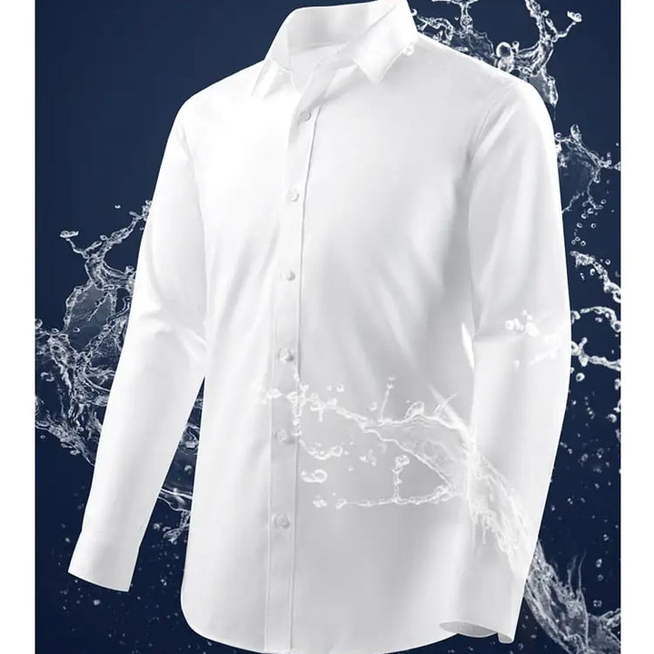 Oil Stain Proof Waterproof Hydrophobic Men Short Sleeve Business White Shirt