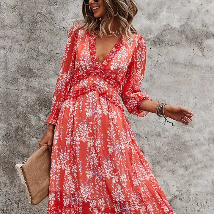 Fashion Long Sleeve Midi Dress