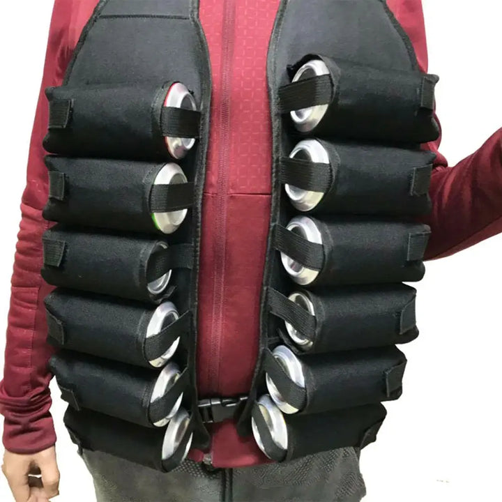 12-Pack Beer Drinking Vest Multi-pockets Drink Vest Beer Holster Beer Storage with Inside Money Holder Funny BBQ Party Gag