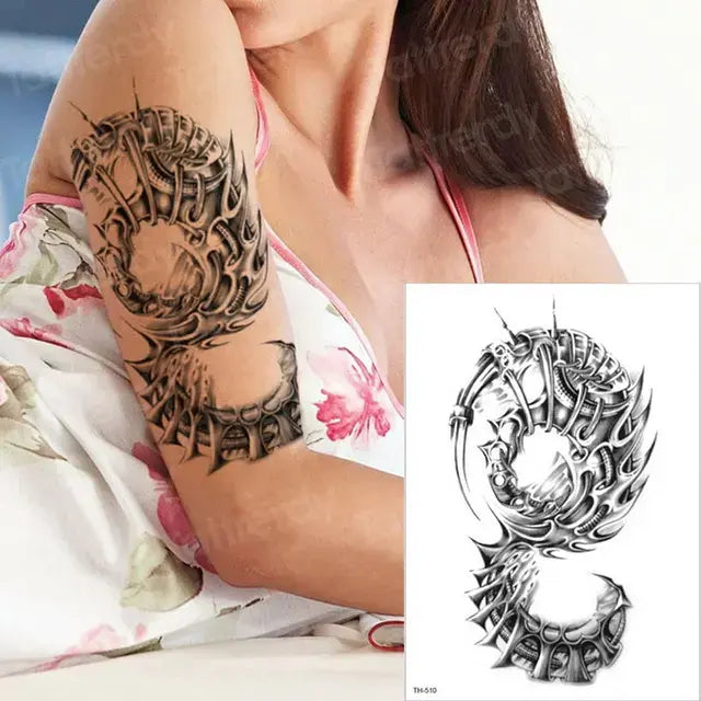 temporary tattoos halloween body stickers sex robot machine tattoo for men mechanical tattoos boys swallow tattoo fake 3D black