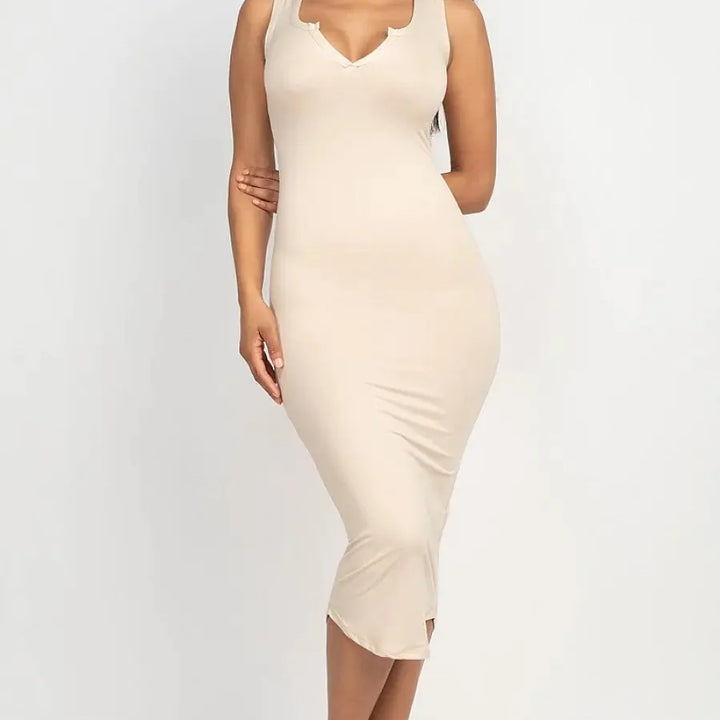 WOMEN SPLIT NECK TANK DRESS