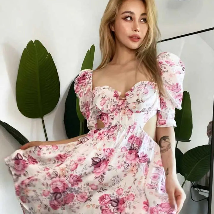 Boho Inspired Pink Floral Dress