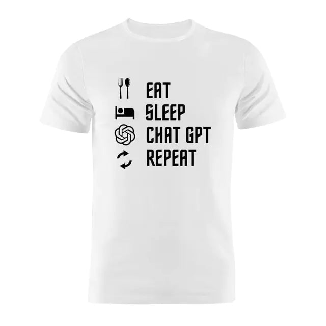 100% Cotton T Shirt Eat Sleep ChatGPT Repeat