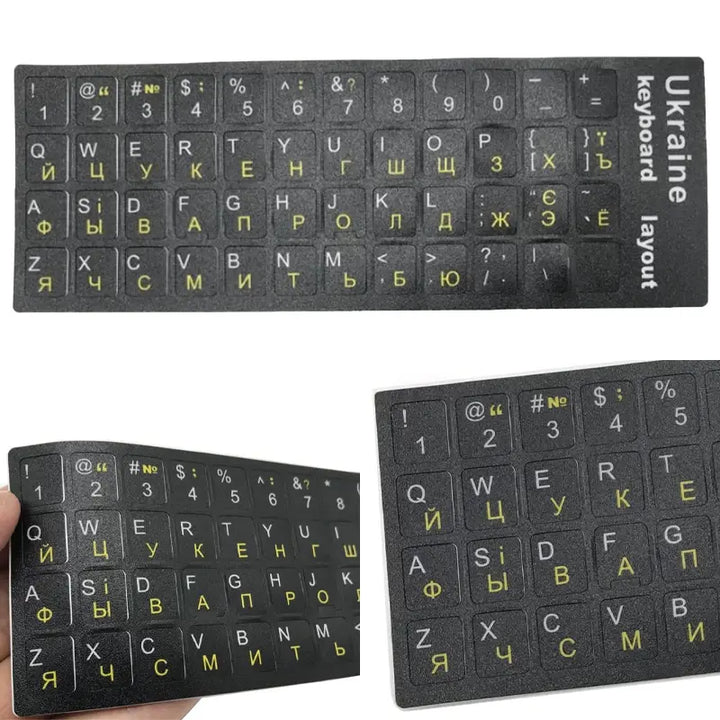 1Pcs Ukraine Language Alphabet Black Background White Ukrainian Keyboard Sticker For Universal PC Laptop