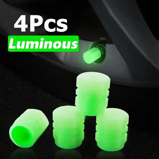 Luminous Valve Caps Fluorescent Green Blue Night Glowing Car Motorcycle Bicycle Wheel Styling Tyre Hub Universal Cap Decor 4Pcs