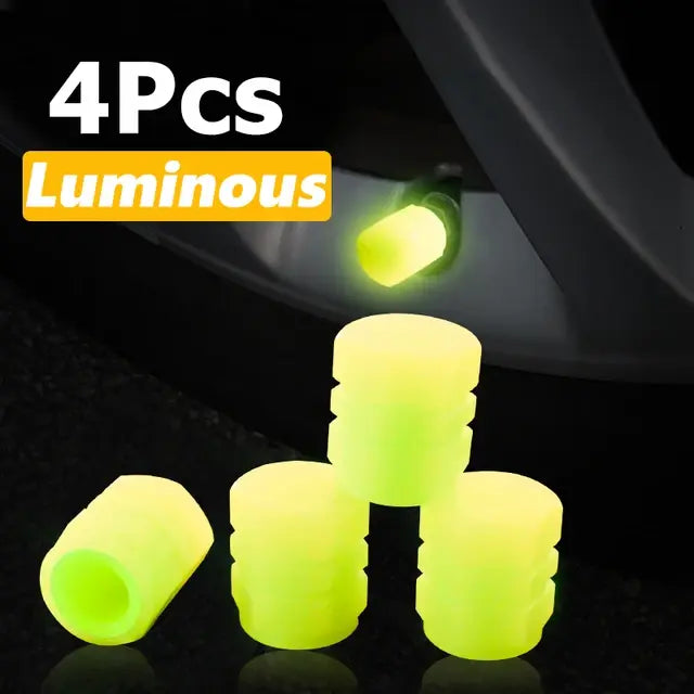 Luminous Valve Caps Fluorescent Green Blue Night Glowing Car Motorcycle Bicycle Wheel Styling Tyre Hub Universal Cap Decor 4Pcs