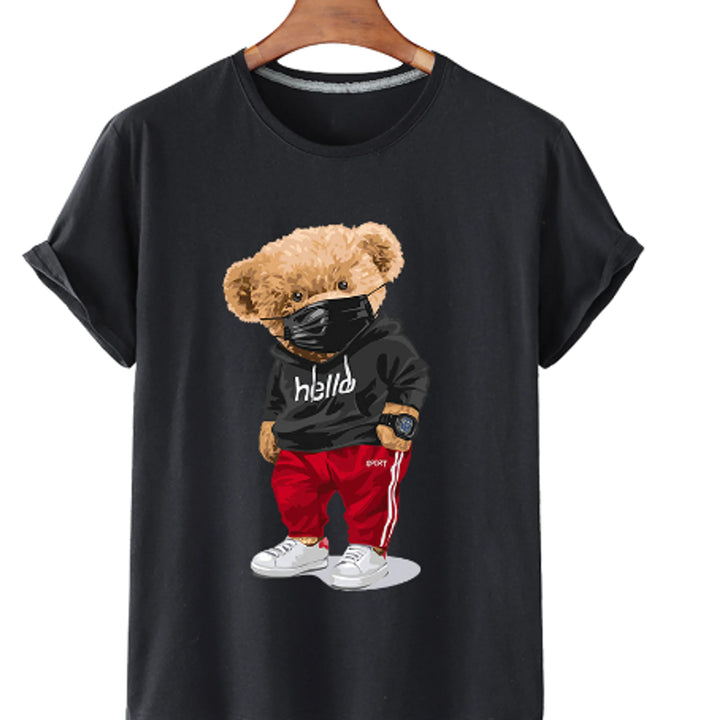 Bear Print Men's Cotton T Shirt