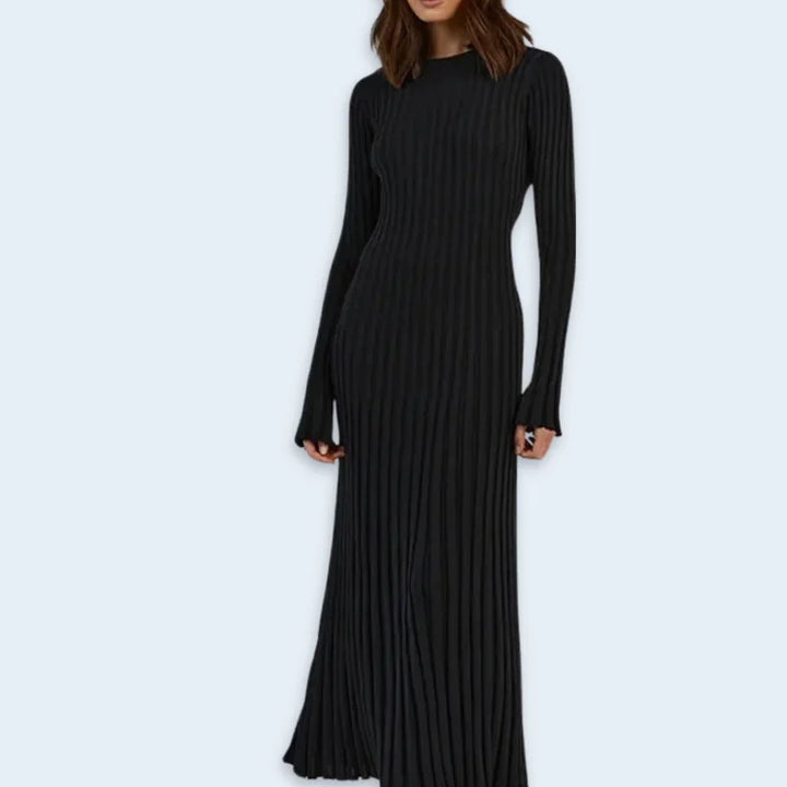 Long-Sleeved Knitted Maxi Dress