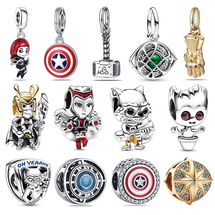 Hot Toys Charm Marvel Plata De Ley 925 Guardians of The Galaxy Alliance Beads Fit Pandora Marvels Bracelet DIY Jewelry Make Gift