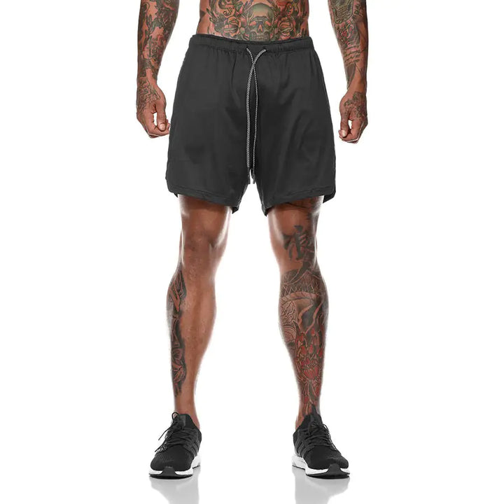 Men 2 in 1 Running Shorts Jogging Gym Fitness