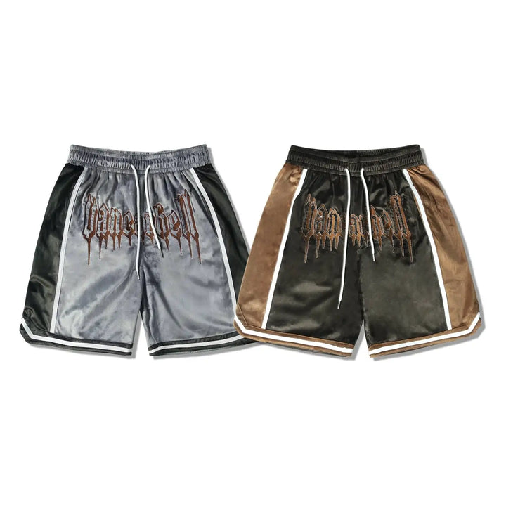 Hip Hop Velvet Embroidered High Street Shorts