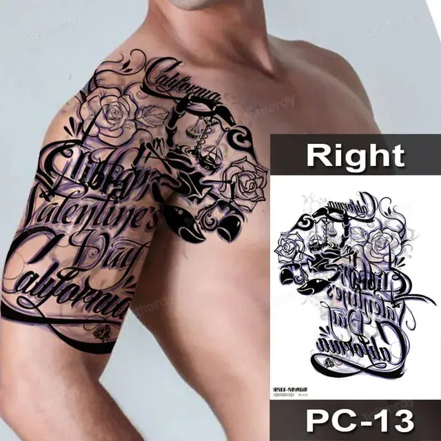 Men Boy Temporary Tattoo Stickers Shoulder Chest Muscle Body Art Painting Large Tattoos Adult Sexy Fake Tattoo Dragon Totem Big