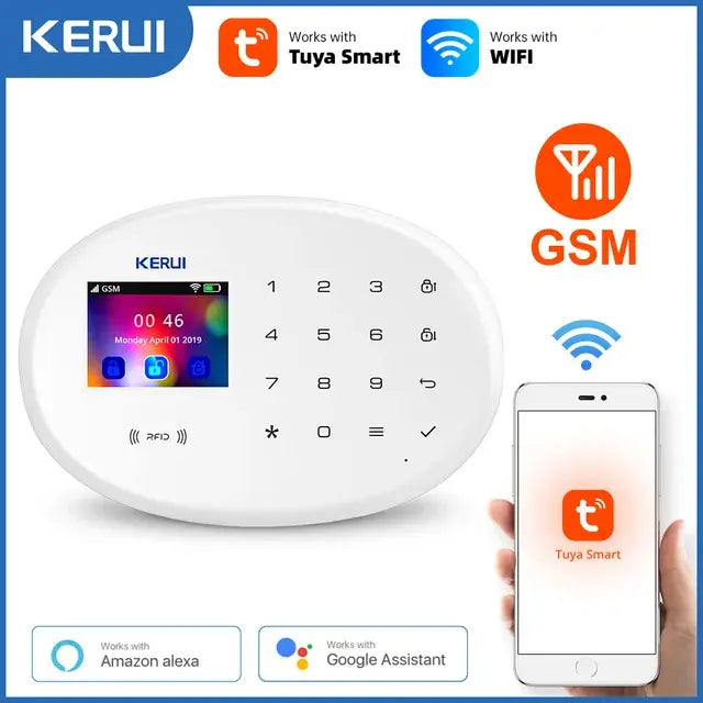 KERUI Tuya WIFI GSM Alarm System Smart Home Security Buglar RFID APP Wireless Motion Sensor Detector IP Camera Sistema de alarma