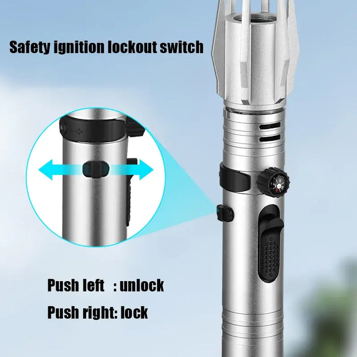 Outdoor Windproof Blue Flame Gun Lighter  Key Lock Fire Safety Switch Adjustable Protection  Fingertip Rotary  gadget